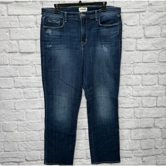 L'AGENCE Womens Alexia High Rise Cropped Cigarette Jeans Size 33 Dark Stretch - Picture 1 of 5